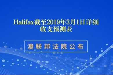 澳联邦法院公布Halifax截至2019年3月1日详细收支预测表 澳联邦法院公布Halifax截至2019年3月1日详细收支预测表
