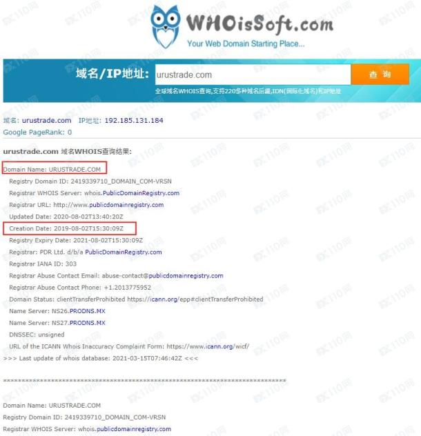 域名调查结果