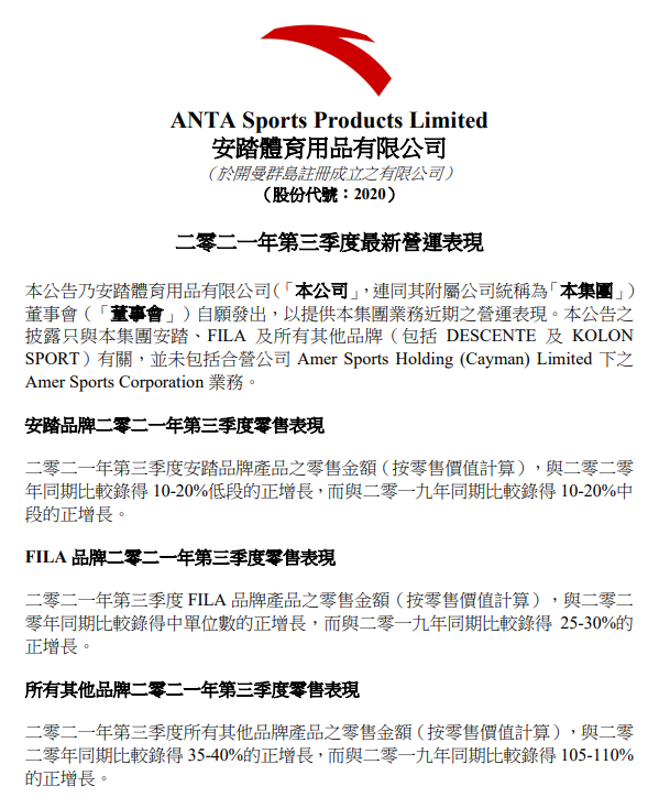 ATFX港股：安踏三季度销售增长放缓，但股价连日反弹重返130港元