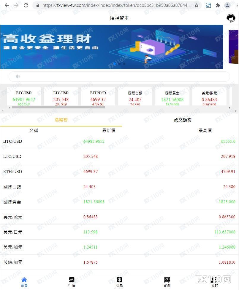 警惕新冒出的黑平台汇视资本FXVIEW！已有台湾汇友被骗