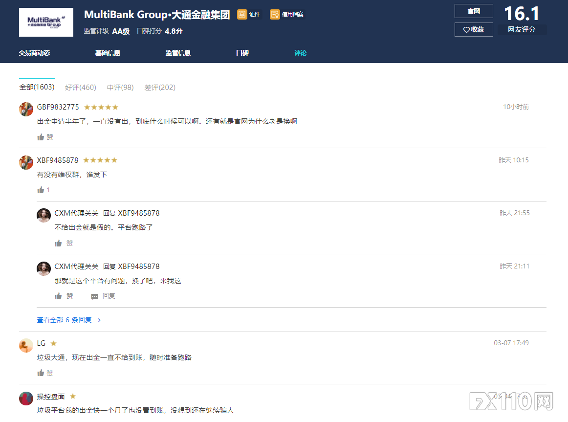 MultiBank Group大通金融出金问题持续发酵，代理佣金四个月未到账！