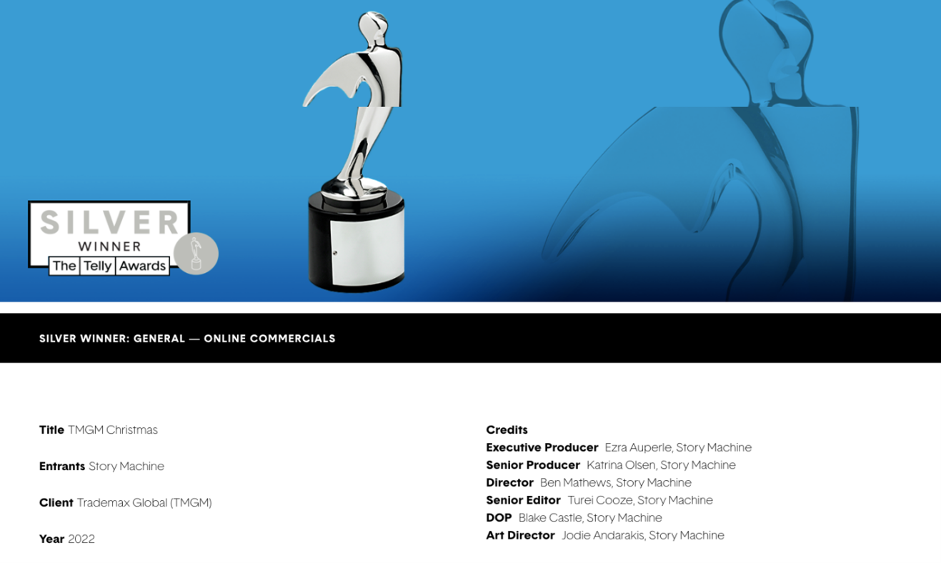 恭喜TMGM圣诞广告短片荣获第43届The Telly Awards - 金融服务商业短片类银奖！_交易商公告