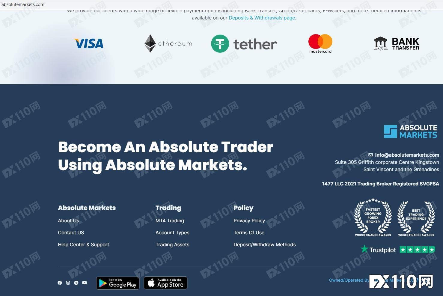 Absolute Markets平台失聯！申請半年依舊無法出金_外匯專題_FX110網