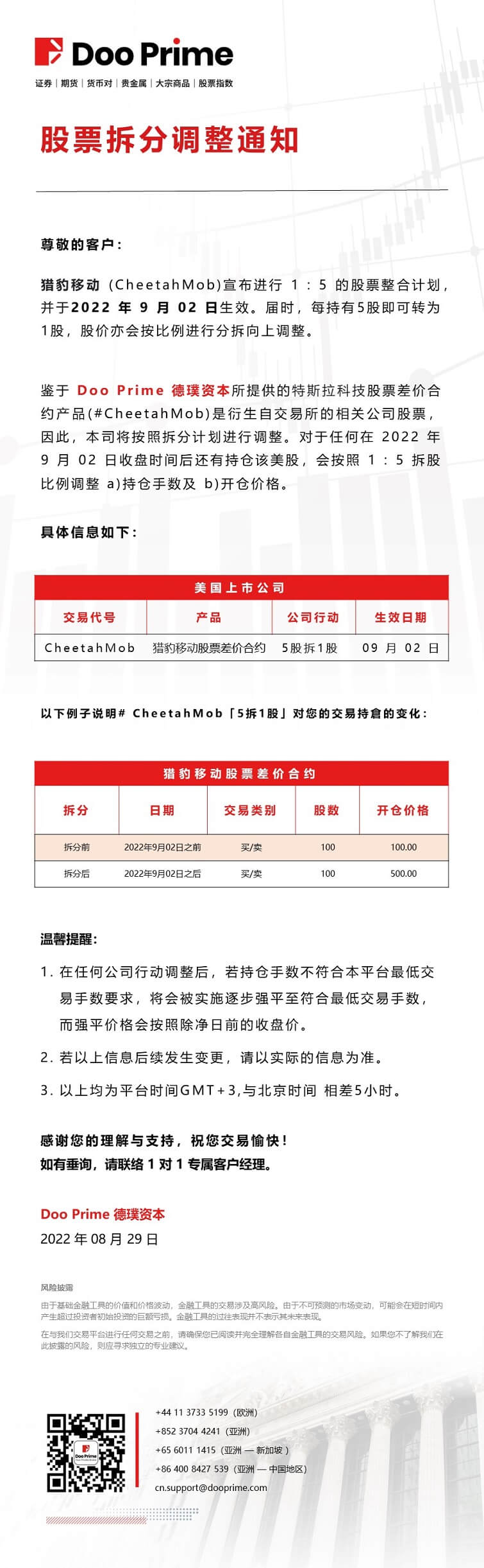 重要通告| 股票拆分调整通知_交易商公告