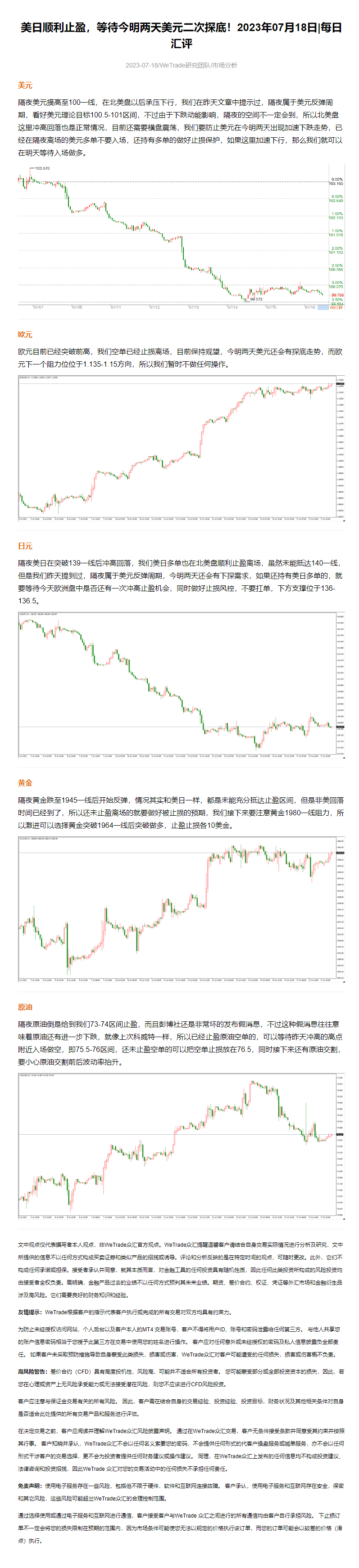 美日顺利止盈，等待今明两天美元二次探底！2023年07月18日_每日汇评_WeTrade.png