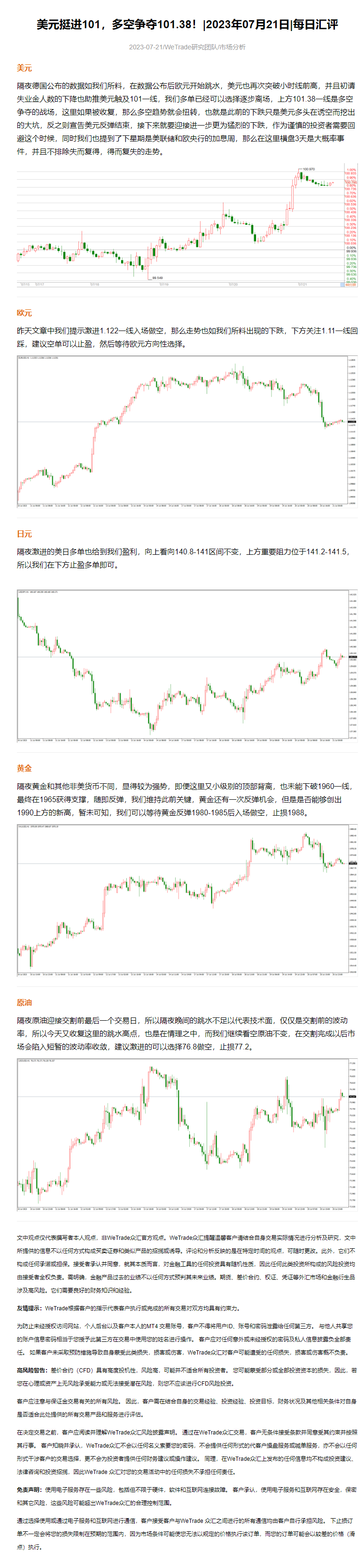美元挺进101，多空争夺101.38！_2023年07月21日_每日汇评_WeTrade.png