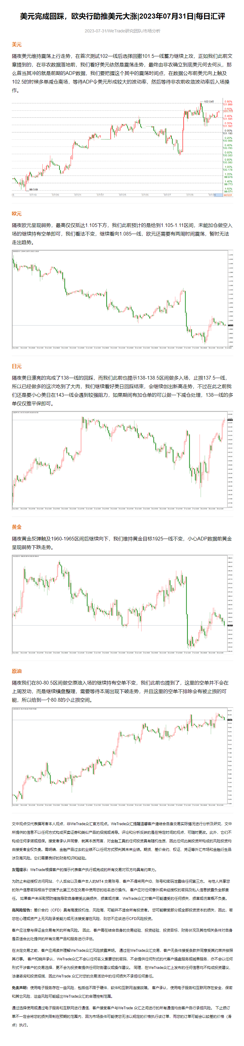 美元完成回踩，欧央行助推美元大涨_2023年07月31日_每日汇评_WeTrade.png