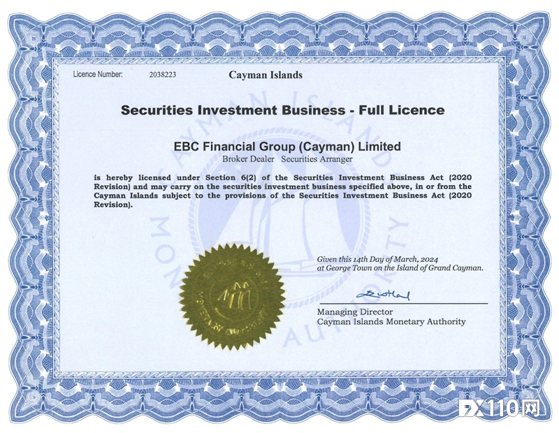 EBC集团获开曼金融监管局CIMA全监管牌照