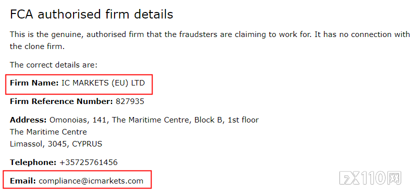 FCA 警告公众提防 IC Markets 克隆网站