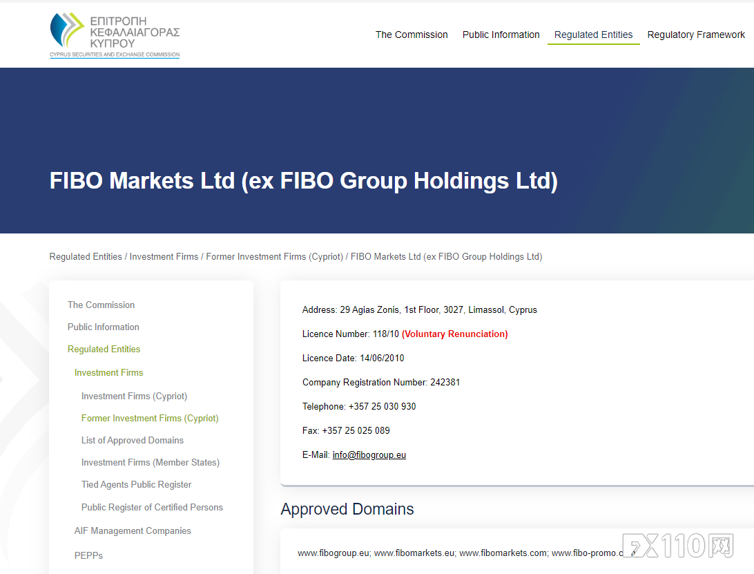 自愿放弃！Fibo Markets 的CySEC 牌照已完成撤销