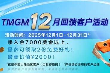 降息献机遇，入金送豪礼！TMGM12月入金送礼开启