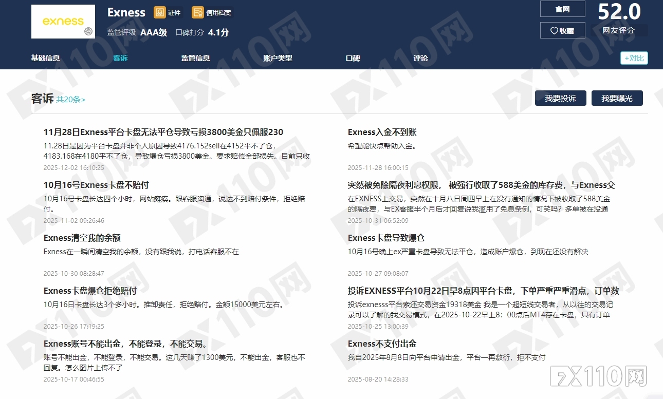 Exness问题频发、投诉如潮!曾经的忠实客户失望撤退