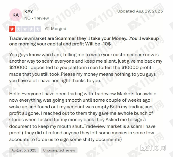 36.8万美元一朝归零！Tradeview Markets被爆私自清零用户账户，多人中招