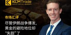 KCM Trade首席市场分析师Tim Waterer:尽管伊朗战争爆发，黄金的避险地位却“失踪”了
