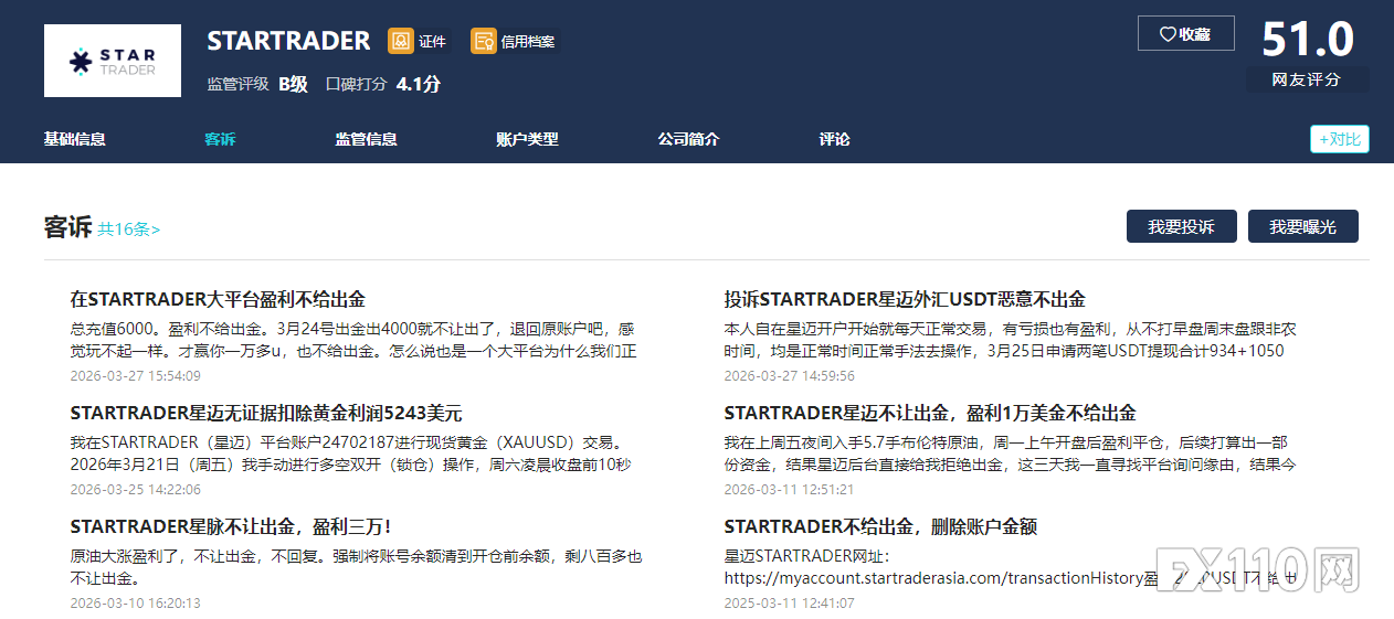 卡出金、削盈利，STARTRADER遭用户密集投诉