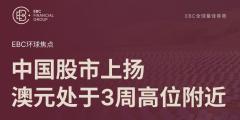 EBC环球焦点|中国股市上扬 澳元处于3周高位附近