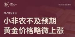 EBC环球焦点|小非农不及预期 黄金价格略微上涨