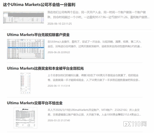 Ultima Markets用户之痛:监管套利掩护下的“猎杀游戏”