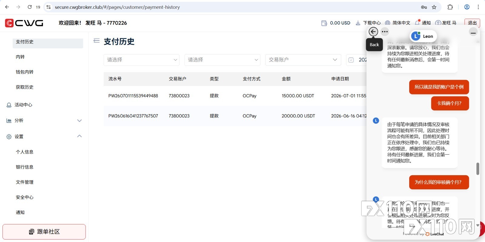 CWG Markets出金投诉再发酵:15000美金审核两月无果